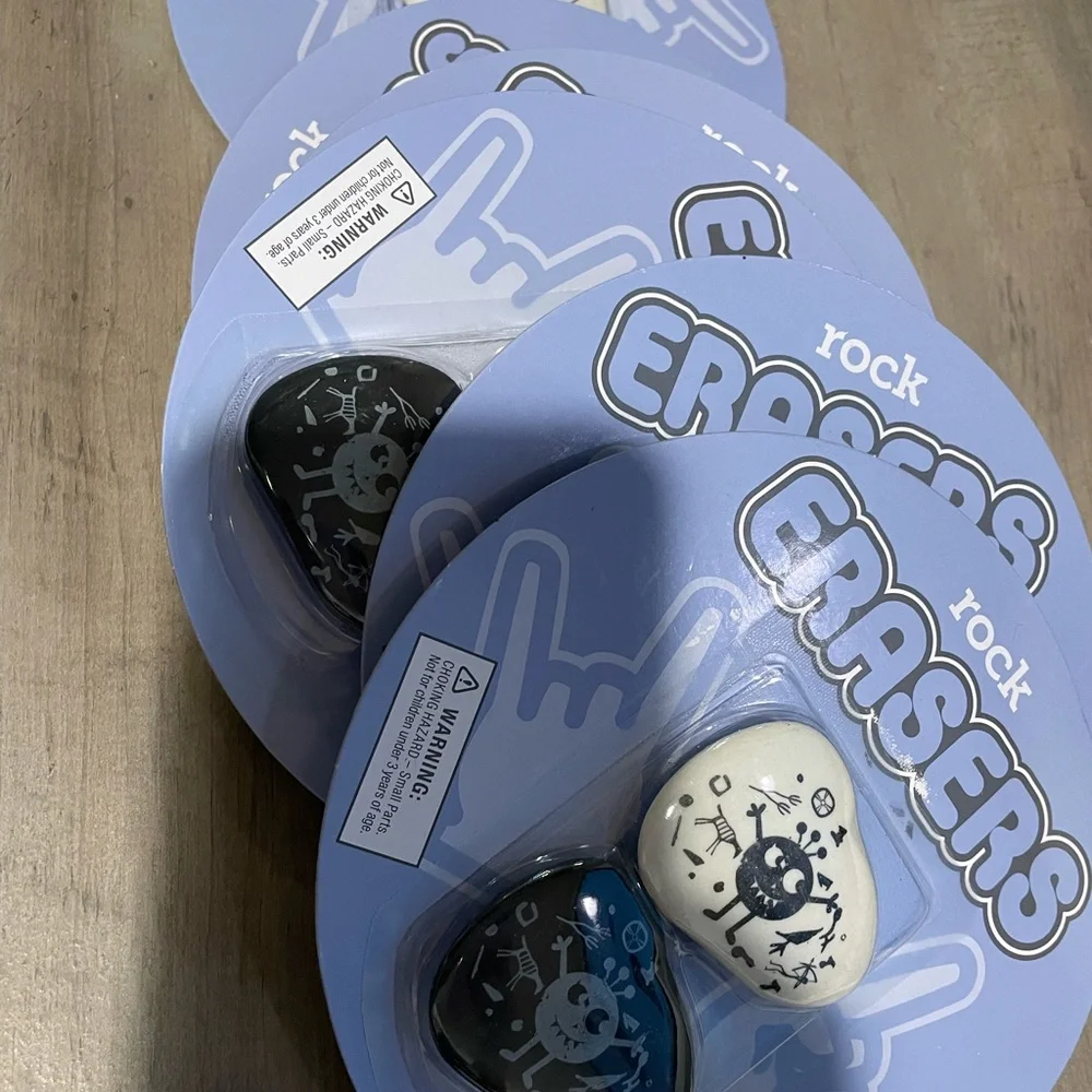 Lot Brand Rock Erasers 5-3/4” Black/ White Pack Of 2 Erasers